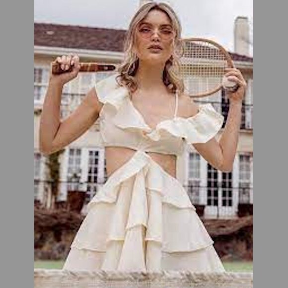 Elegant White Ruffle Mini Dress - Picture 6 of 10